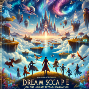 DALL·E 2024-01-20 00.08.21 - A movie poster for an imaginary film titled 'Dreamscape Adventure'. The poster features a mystical landscape with surreal elements like floating islan